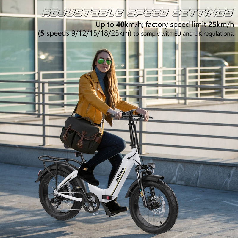 Hidoes BF1 20" Folding E-Bike – 750W Motor, 48V Battery, Fat Tires, Disc Brakes, Shimano 7-Speed