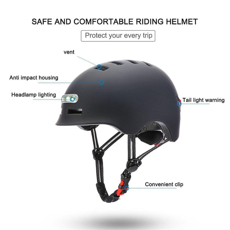 Helmet with front and rear light for electric scooter and bike