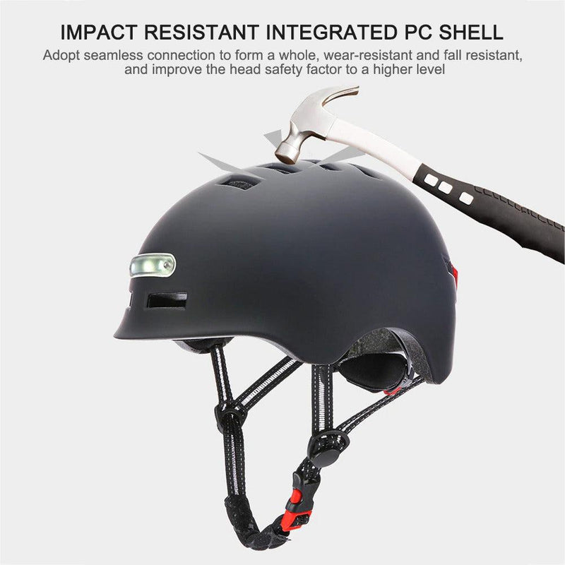 Helmet with front and rear light for electric scooter and bike